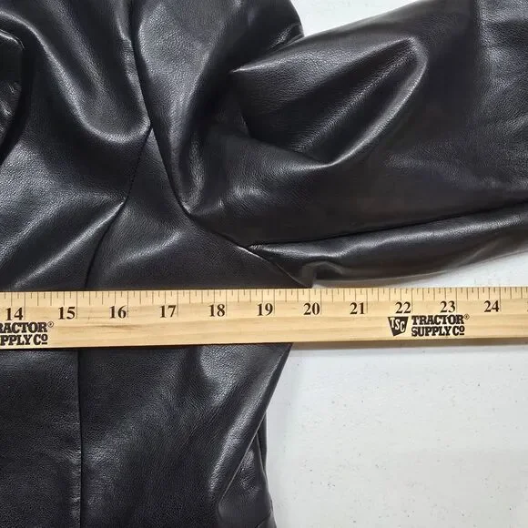 Avec Les Filles Faux Leather Jacket Long Coat Black Med Grunge Classic *Read - Picture 7 of 9